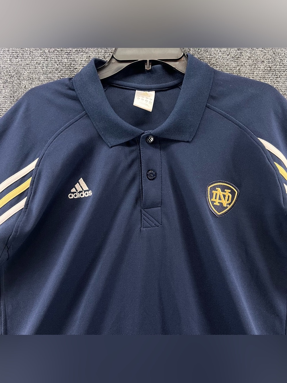 Notre Dame Adidas Men’s XL Blue Golf Polo Climalite Shirt Fighting Irish Rugby
